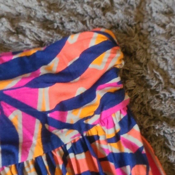 🔴 2/$10 LIKE NEW LB Colorful Leaf Print Pink Navy Coral Skirt Size 14/16 🍃 🍂 - Picture 3 of 9